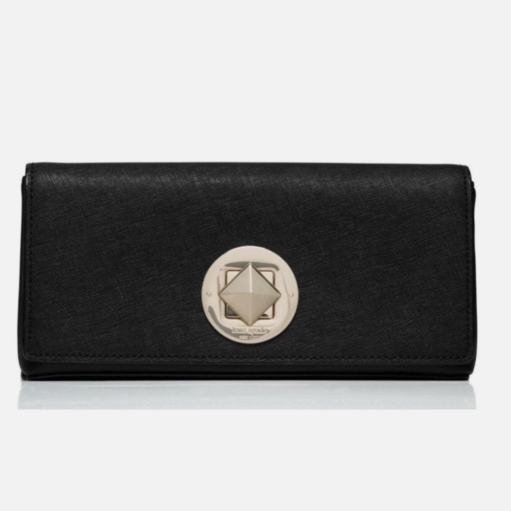 Kate Spade Keira Newbury Lane Black Saffiano Leather Clutch Purse